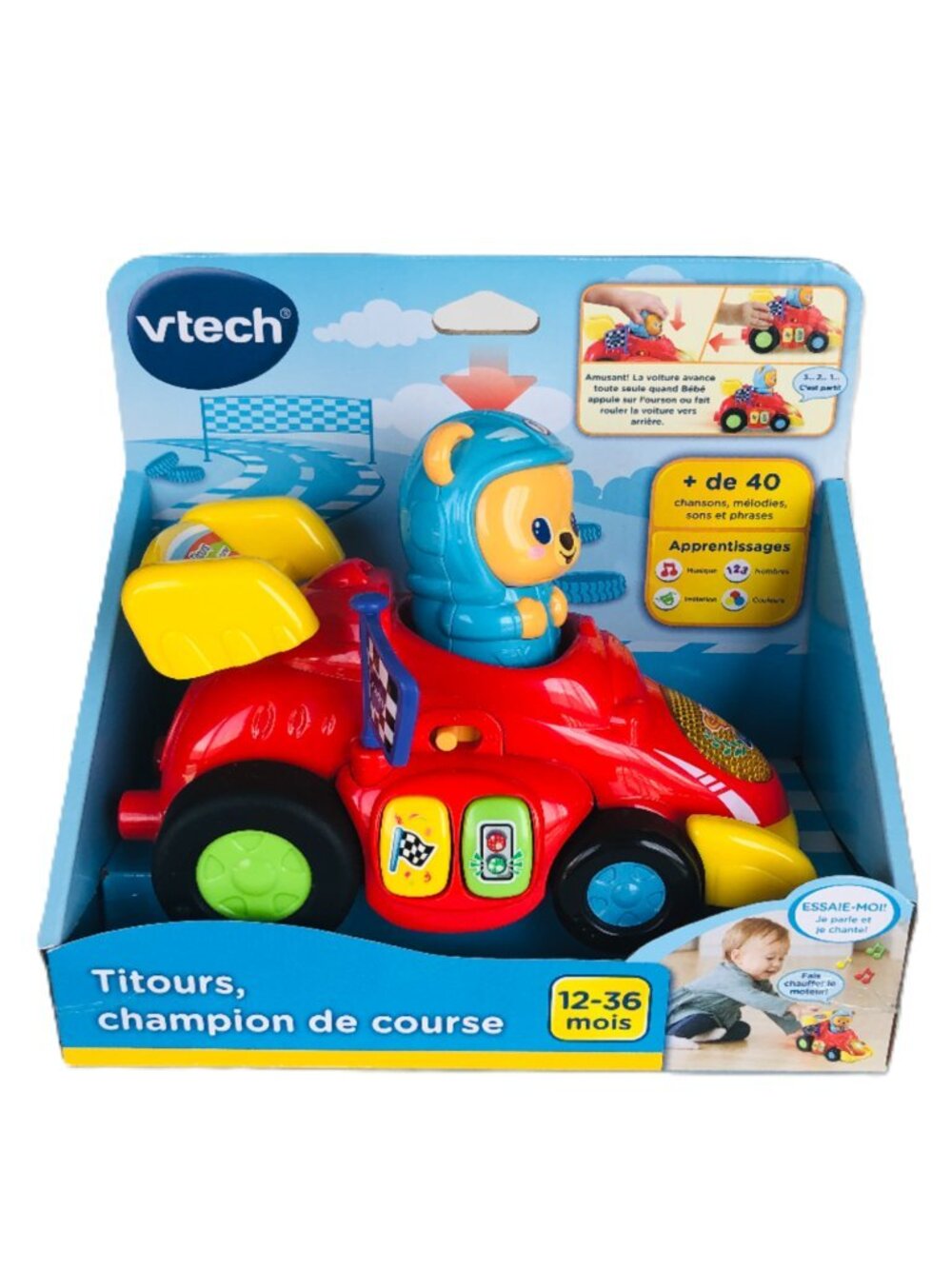 VTech Press & Pull Go Racer Titour Champion 12M+ French Version New in Box